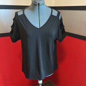 SHEIN Black Short Sleeve Cut Out Blouse